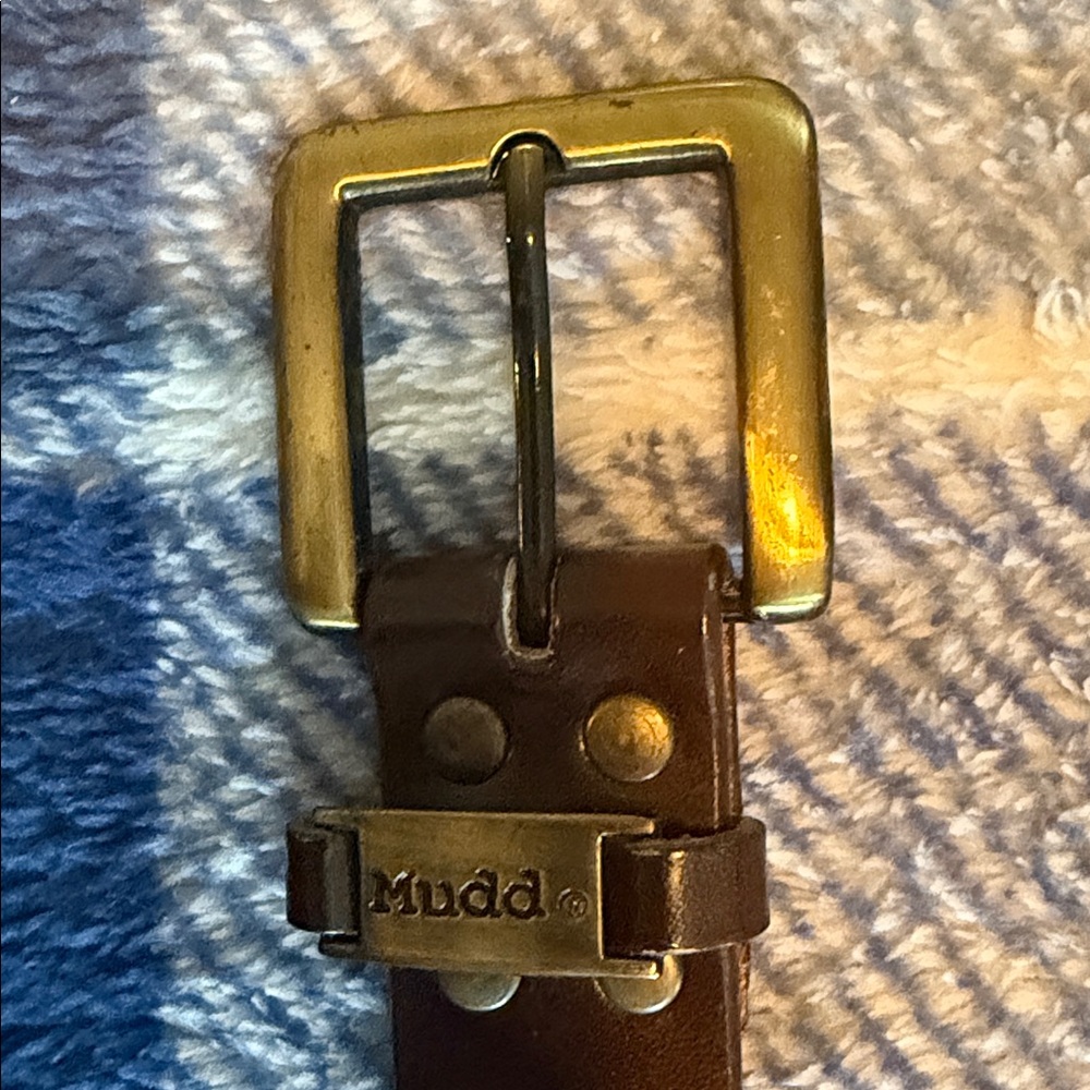 Mudd Dark Brown Belt with Brass Buckle
